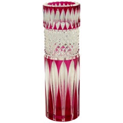 Vintage Rubin Crystal Vase by Val-Saint-Lambert, Belgium, 1960s
