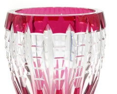 Vintage Rubin Vase by Val Saint Lambert, Belgium, Late 20th Century