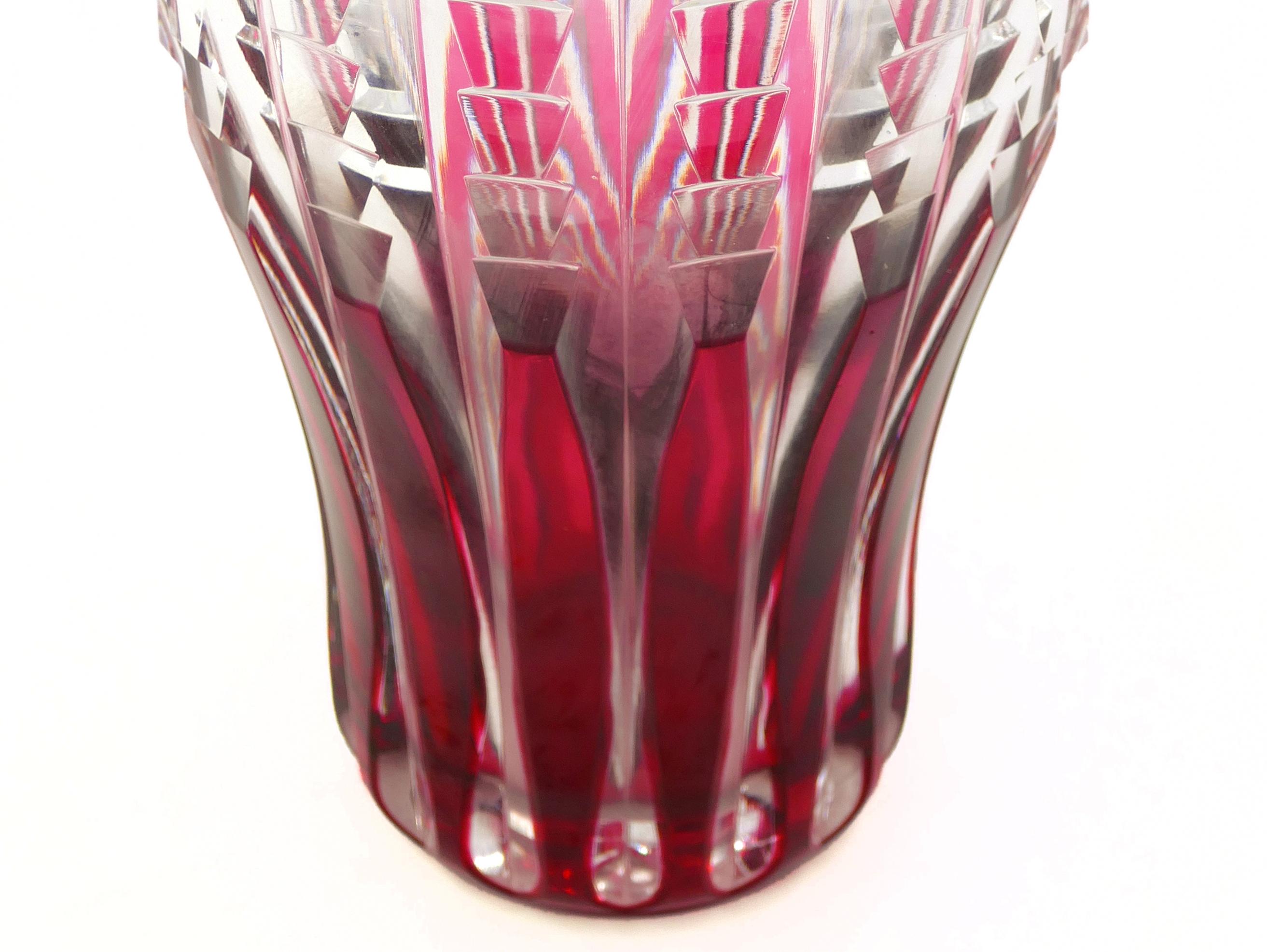 Belgian Vintage Rubin Vase by Val Saint Lambert, Belgium, Late 20th Century