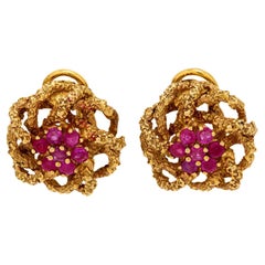Vintage ruby 14k yellow gold earrings