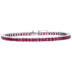Vintage Ruby 18 Karat White Gold Line Tennis Bracelet