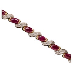 Vintage Ruby 4,00 Carat Diamond Gold Tennis Bracelet