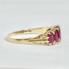 Vintage Ruby 9 Carat Gold Five-Stone Ring