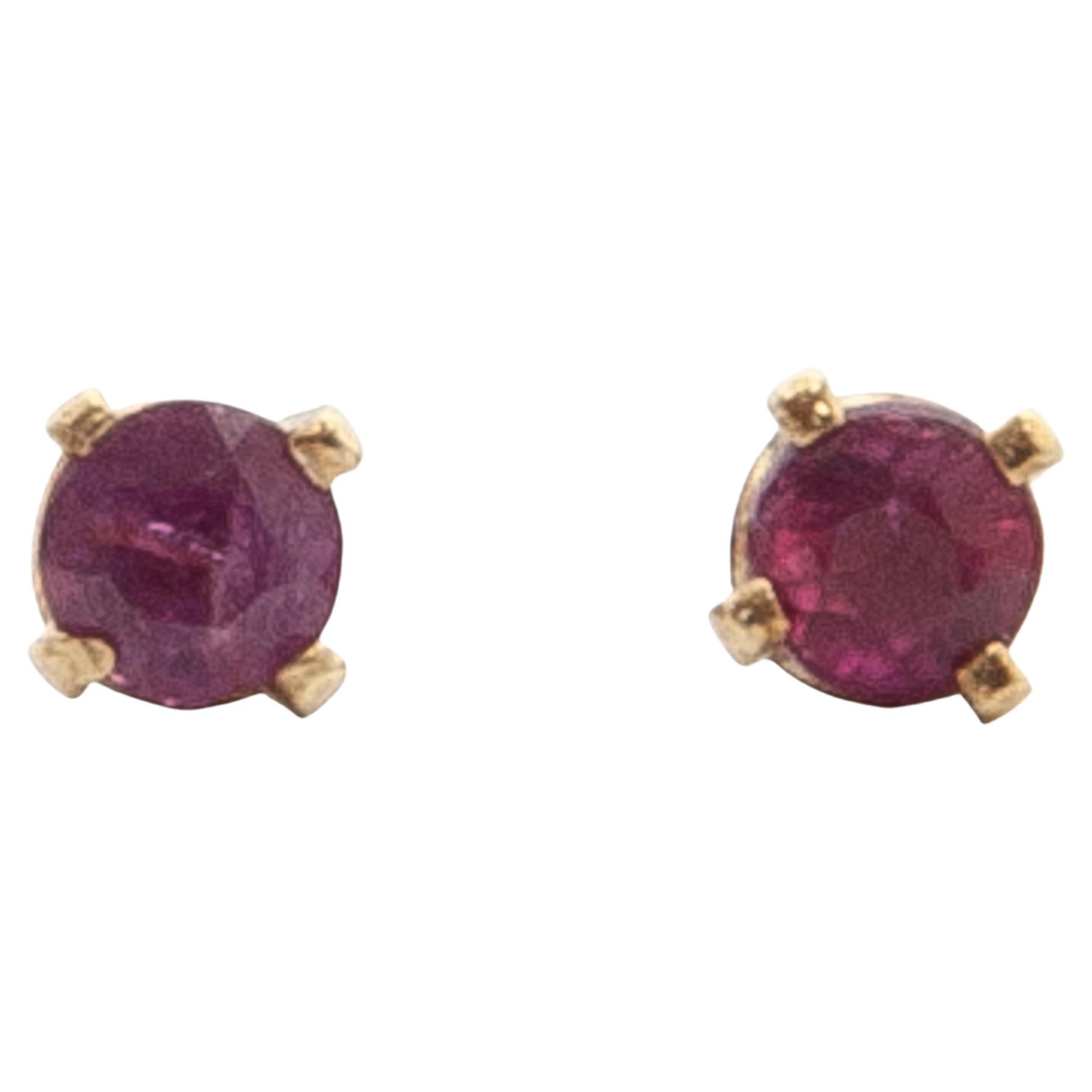 Ruby and 14K Yellow Gold Stud Earrings
