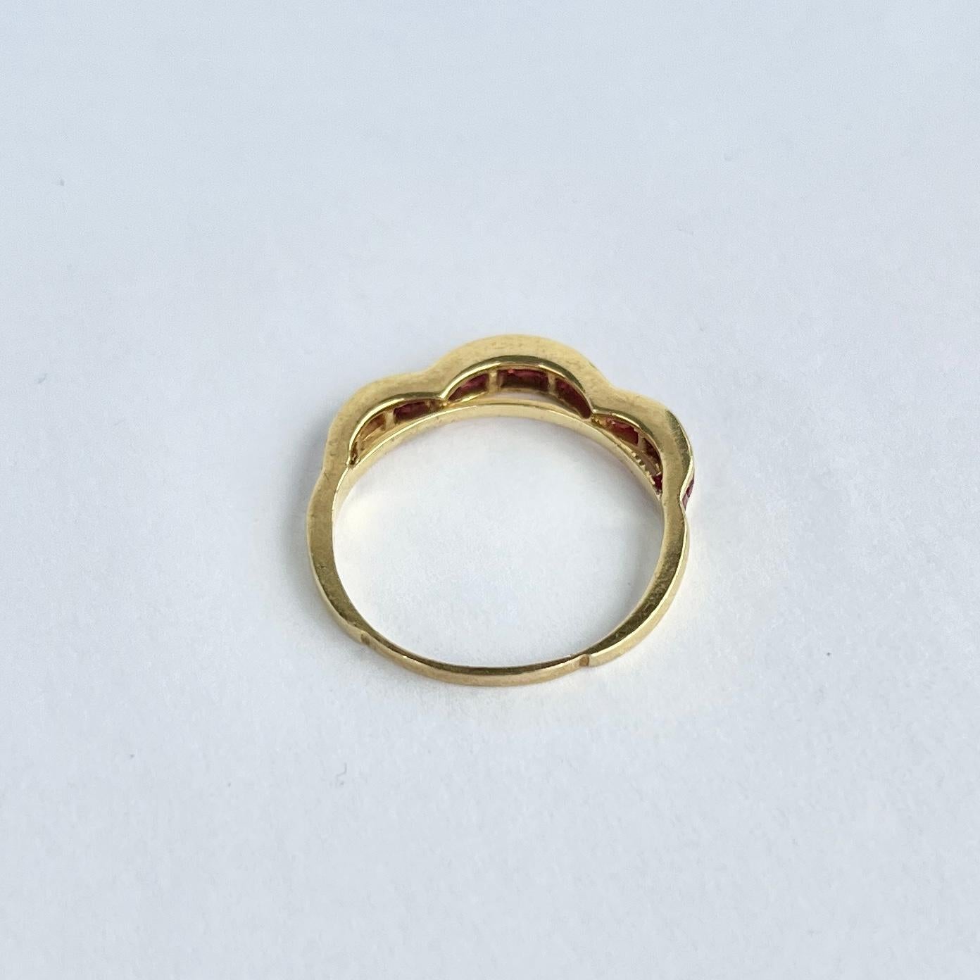 Square Cut Vintage Ruby and 18 Carat Gold 1/2 Eternity Band