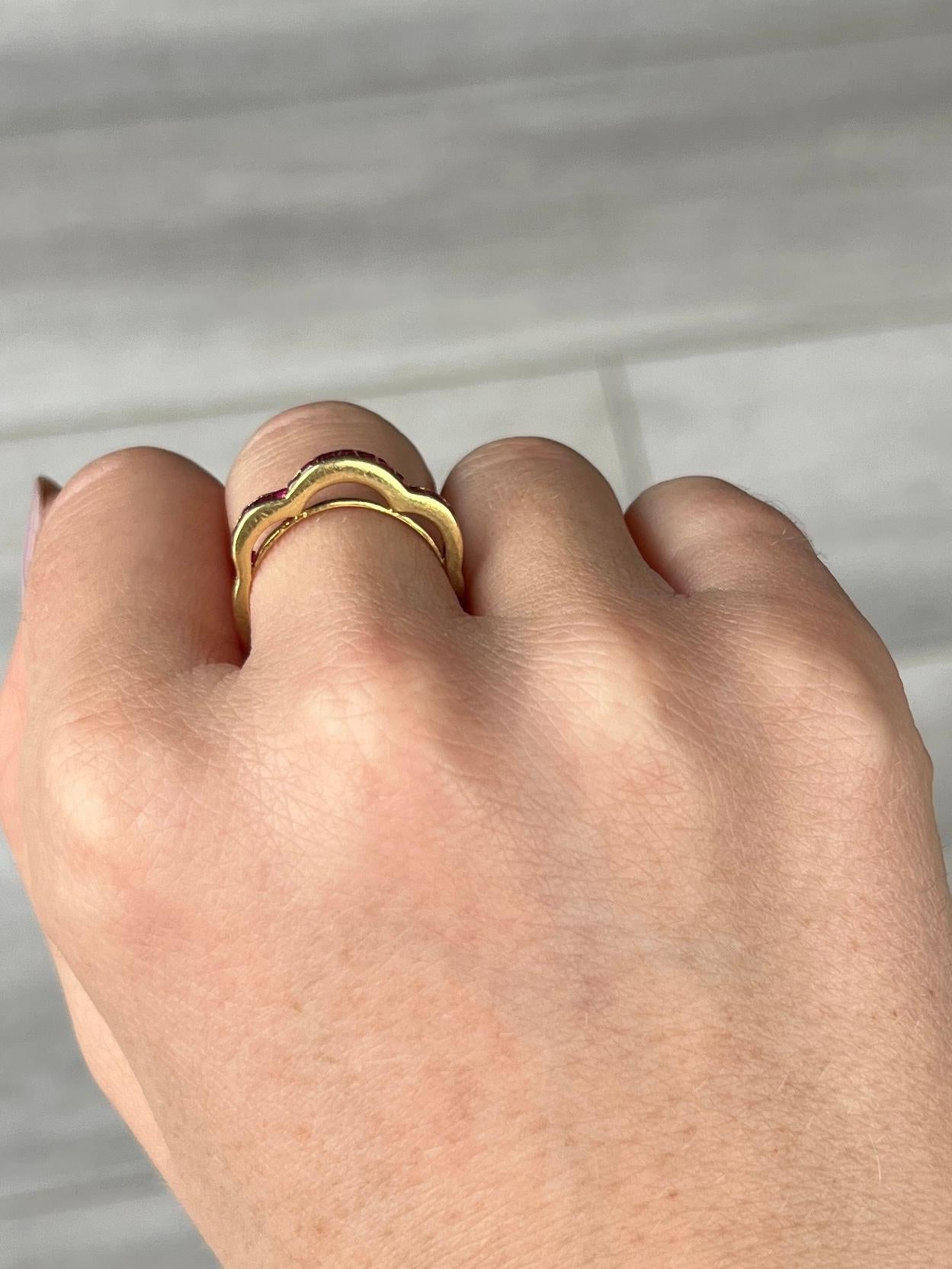 Women's Vintage Ruby and 18 Carat Gold 1/2 Eternity Band