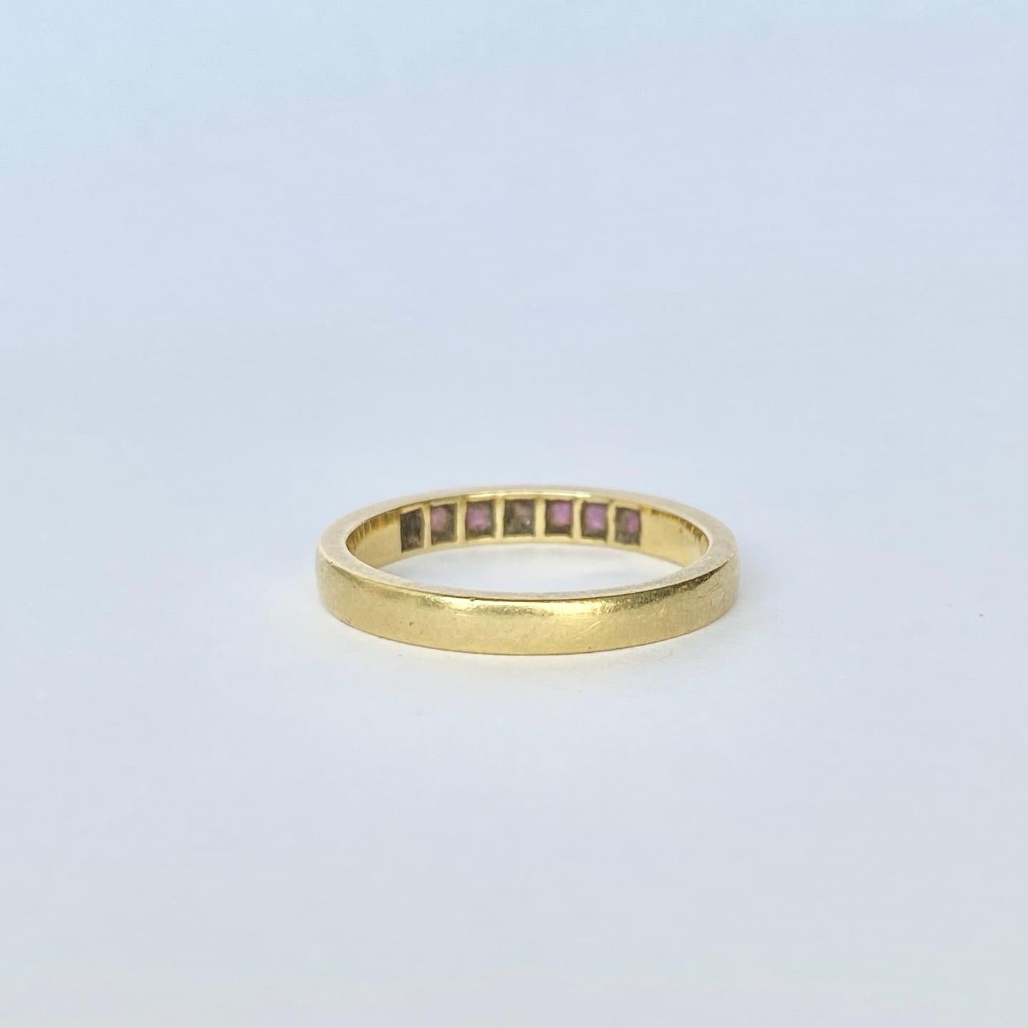 Vintage Ruby and 18 Carat Gold 1/3 Eternity Band In Good Condition For Sale In Chipping Campden, GB