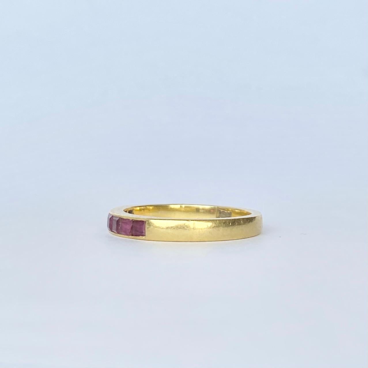 Women's Vintage Ruby and 18 Carat Gold 1/3 Eternity Band For Sale