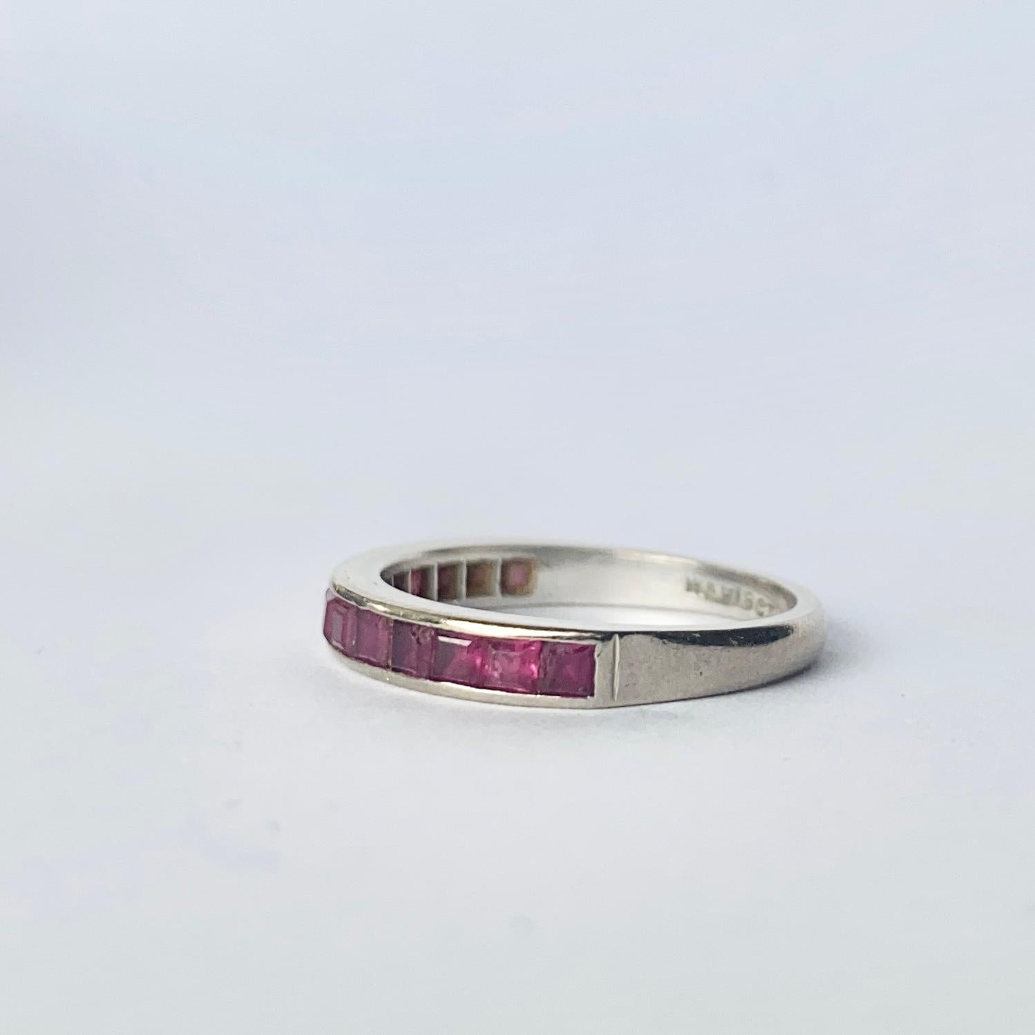 18ct white gold ruby and diamond eternity ring