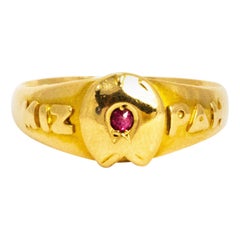 Vintage Ruby and 18 Gold Mizpah Ring