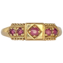 Vintage Ruby and 9 Carat Gold Five-Stone Ring