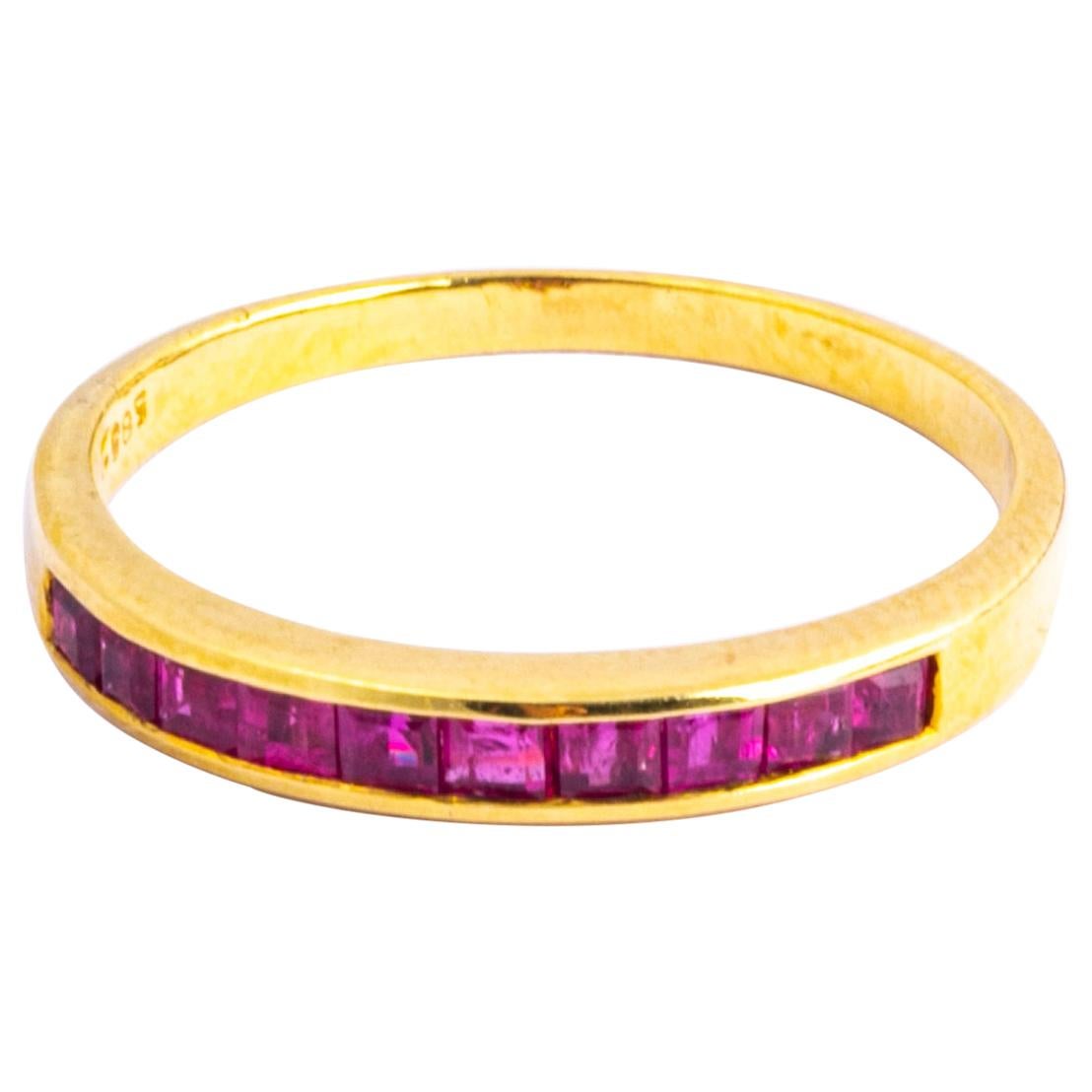 Vintage Ruby and 9 Carat Gold Half Eternity Band