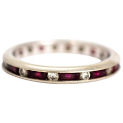 Vintage Ruby and Diamond 14 Carat White Gold Full Eternity
