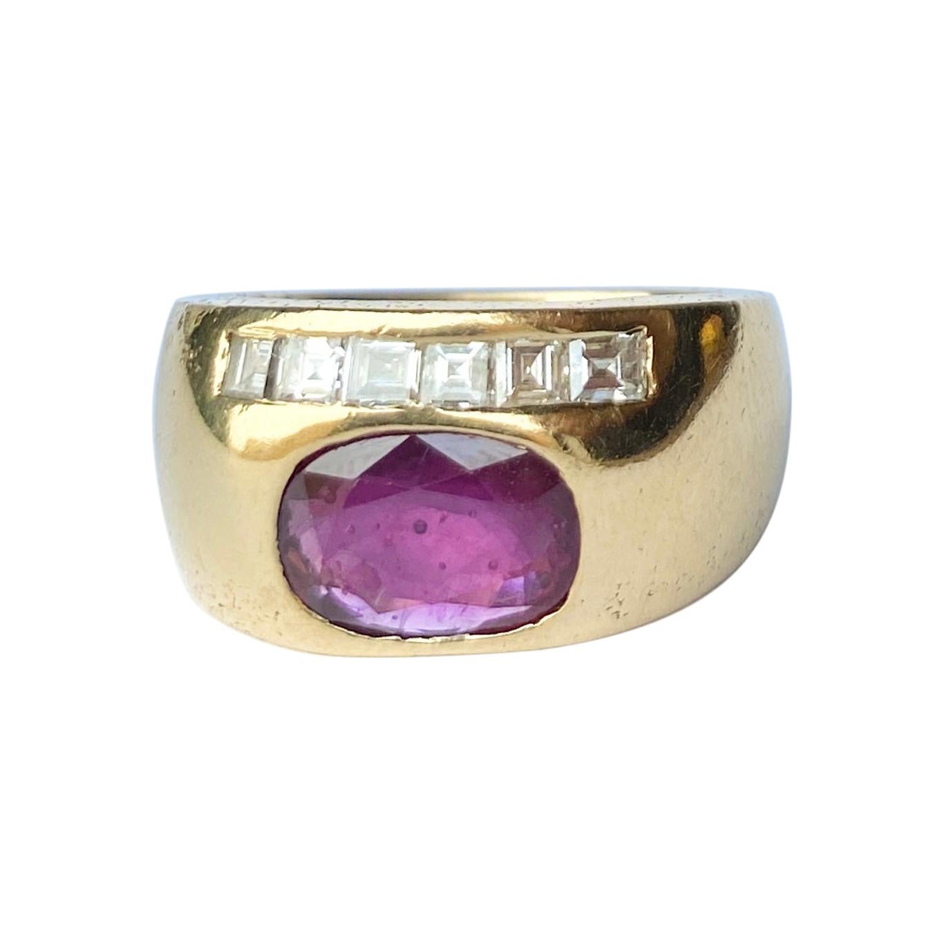 Vintage Ruby and Diamond 18 Carat Gold Band
