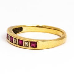Vintage Ruby and Diamond 18 Carat Gold Half Eternity Band