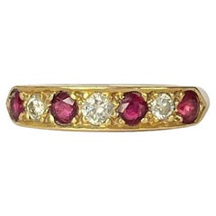 Vintage Ruby and Diamond 18 Carat Gold Half Eternity Band