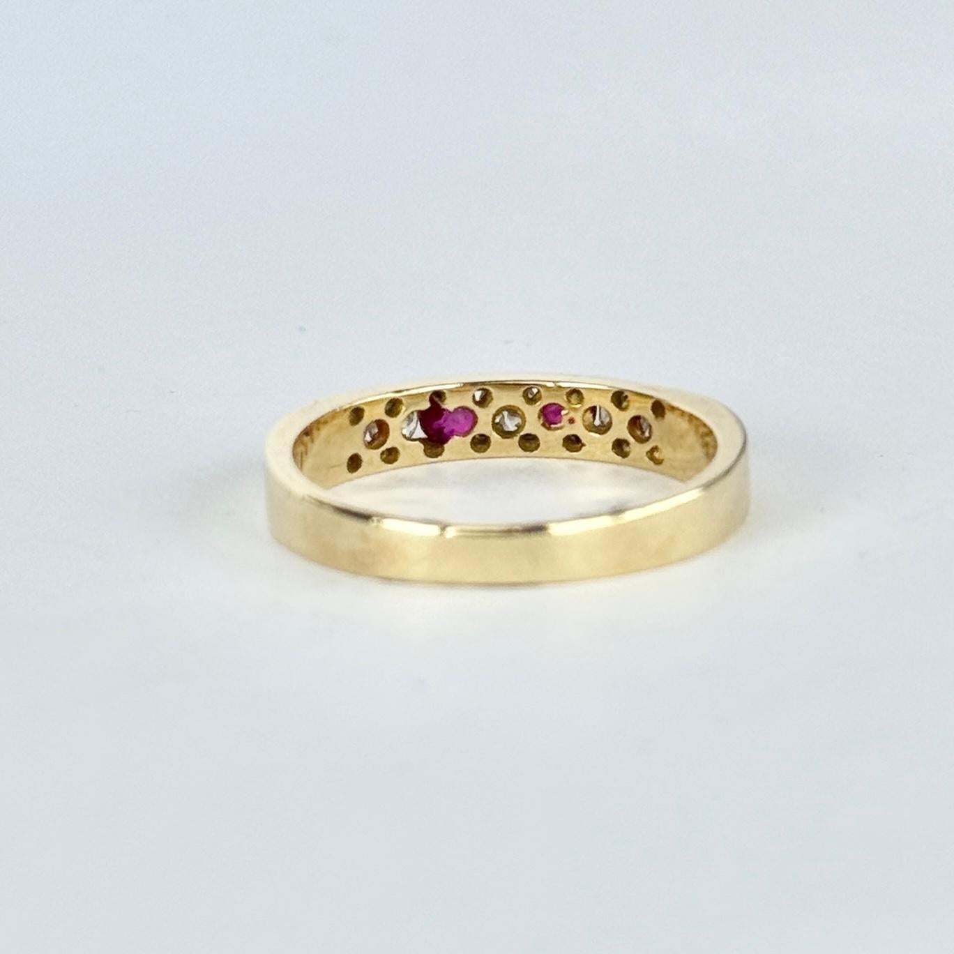 Vintage Rubin und Diamant 18 Karat Gold halbe Ewigkeit im Zustand „Gut“ im Angebot in Chipping Campden, GB