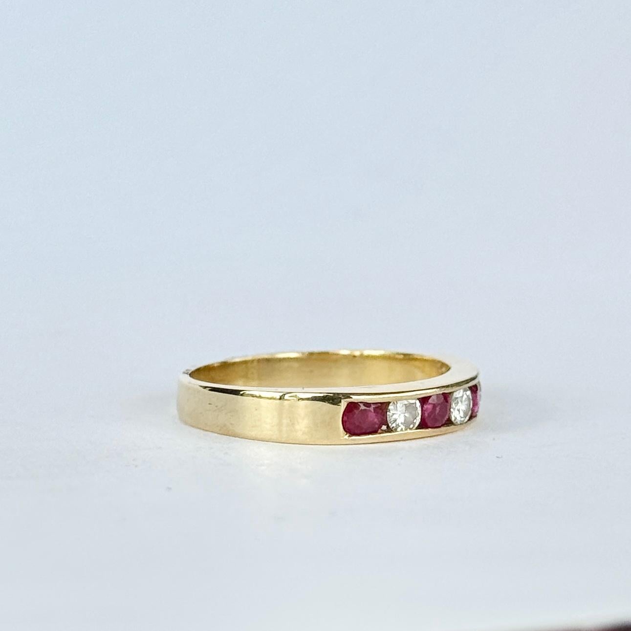 Vintage Rubin und Diamant 18 Karat Gold halbe Ewigkeit für Damen oder Herren im Angebot