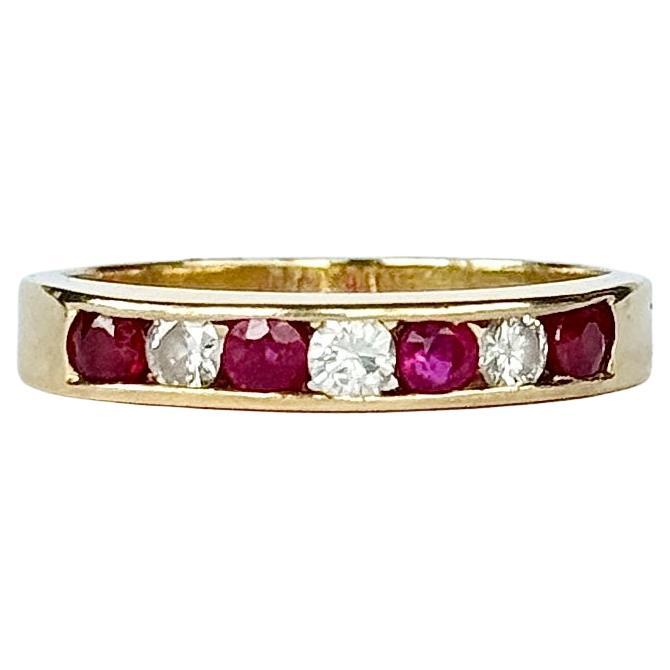 Vintage Rubin und Diamant 18 Karat Gold halbe Ewigkeit