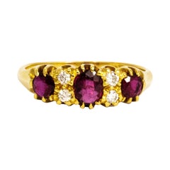 Vintage Ruby and Diamond 18 Carat Three-Stone Ring