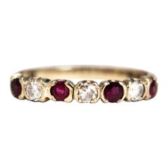 Vintage Ruby and Diamond 18 Carat White Gold Band