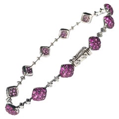 Retro Ruby and Diamond 18 Carat White Gold Bracelet