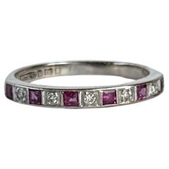 Vintage Ruby and Diamond 18 Carat White Gold Half Eternity Band
