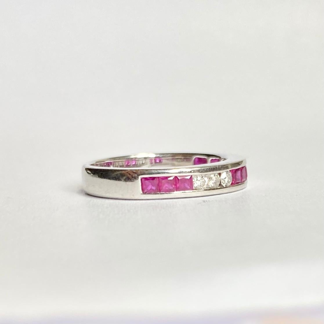 18ct white gold ruby and diamond eternity ring