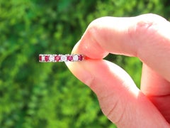 Vintage Ruby and Diamond 18k White Gold Half Eternity Ring