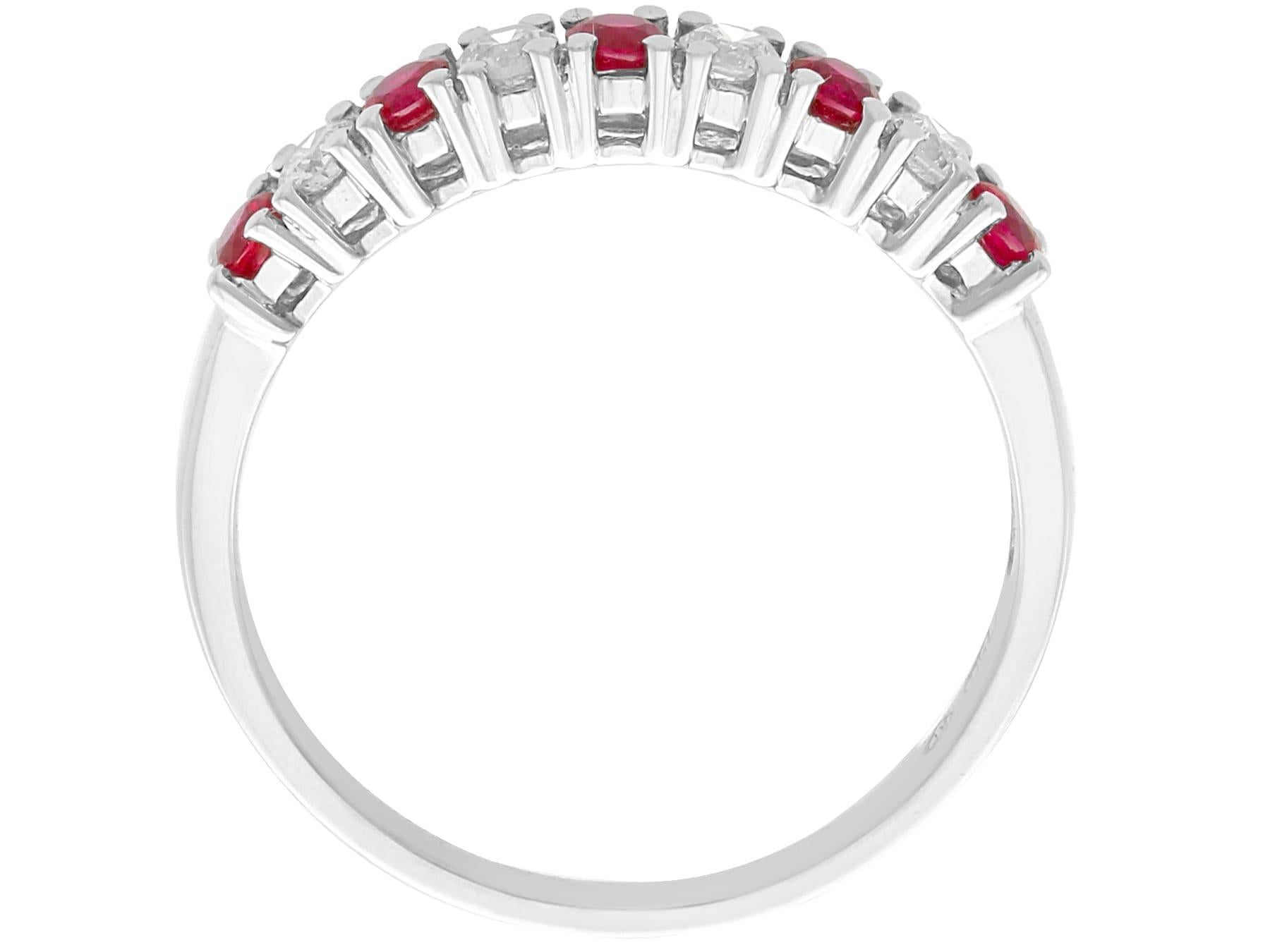Women's or Men's Vintage Ruby and Diamond 18k White Gold Half Eternity Ring For Sale