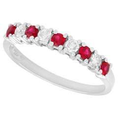Vintage Ruby and Diamond 18k White Gold Half Eternity Ring