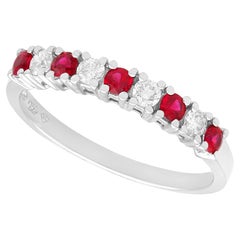 Vintage Ruby and Diamond 18k White Gold Half Eternity Ring