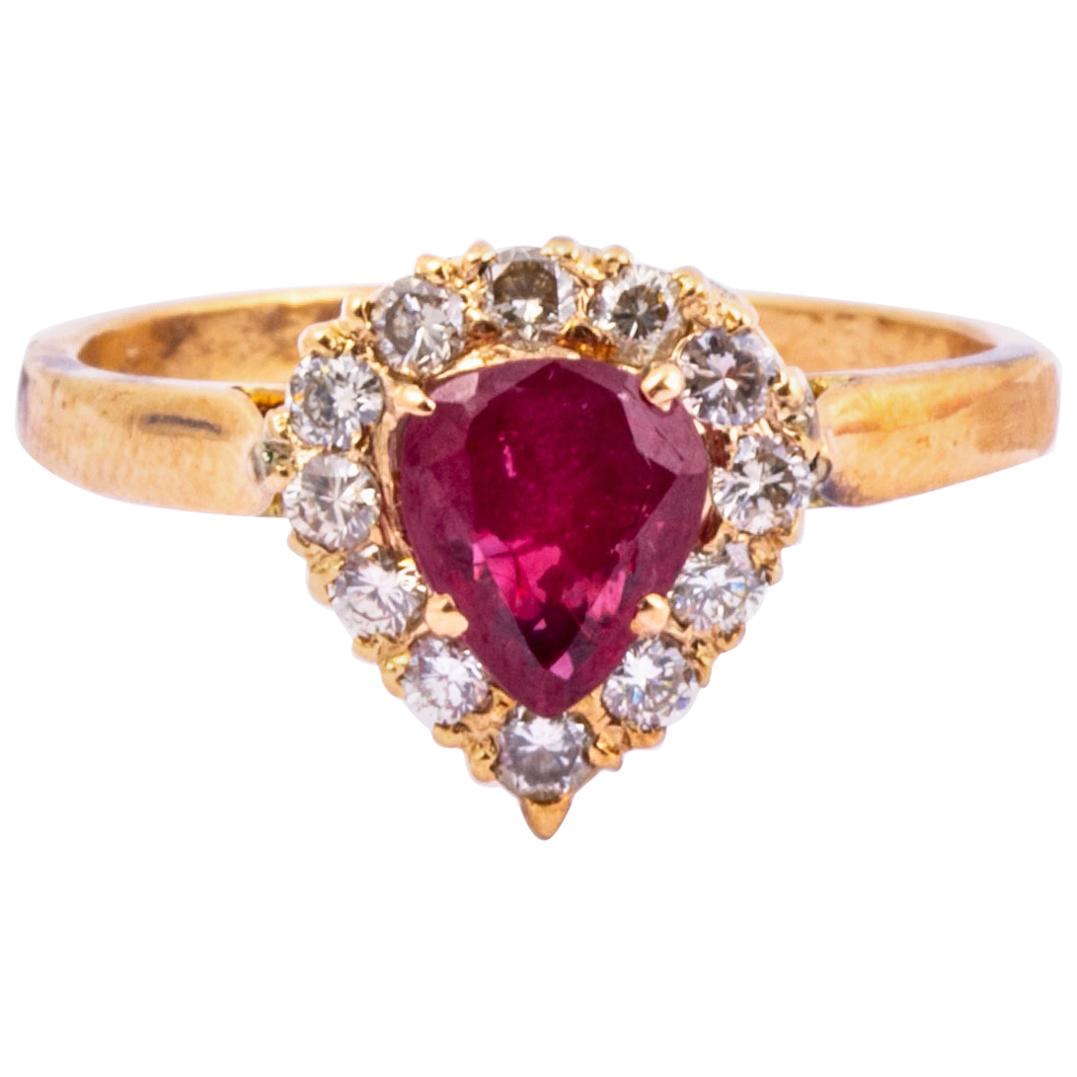 Vintage Ruby and Diamond 9 Carat Gold Cluster Ring