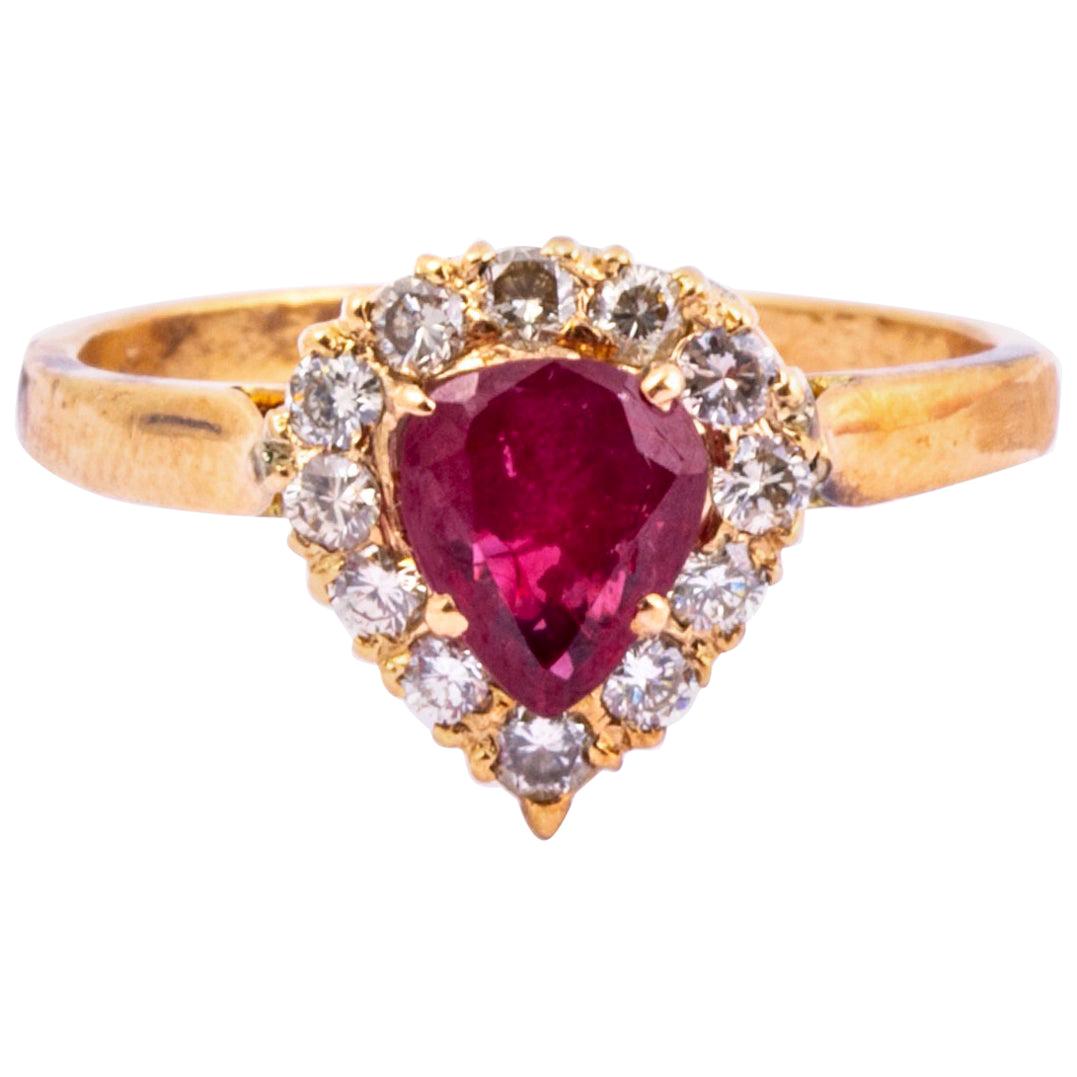Vintage Ruby and Diamond 9 Carat Gold Cluster Ring