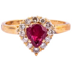 Vintage Ruby and Diamond 9 Carat Gold Cluster Ring