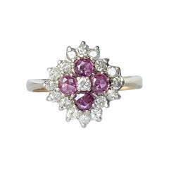 Vintage Ruby and Diamond 9 Carat Gold Cluster Ring