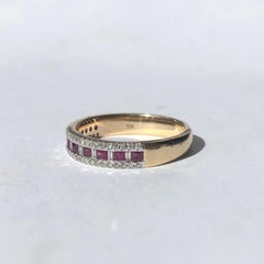 Vintage Ruby and Diamond 9 Carat Gold Half Eternity Ring