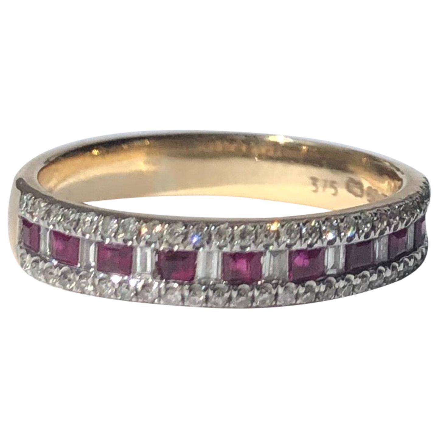 9ct Yellow Gold Ruby and Diamond Half Eternity Ring LARGE SIZES