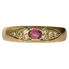 Antique Ruby and Diamond 9 Carat Gold Band