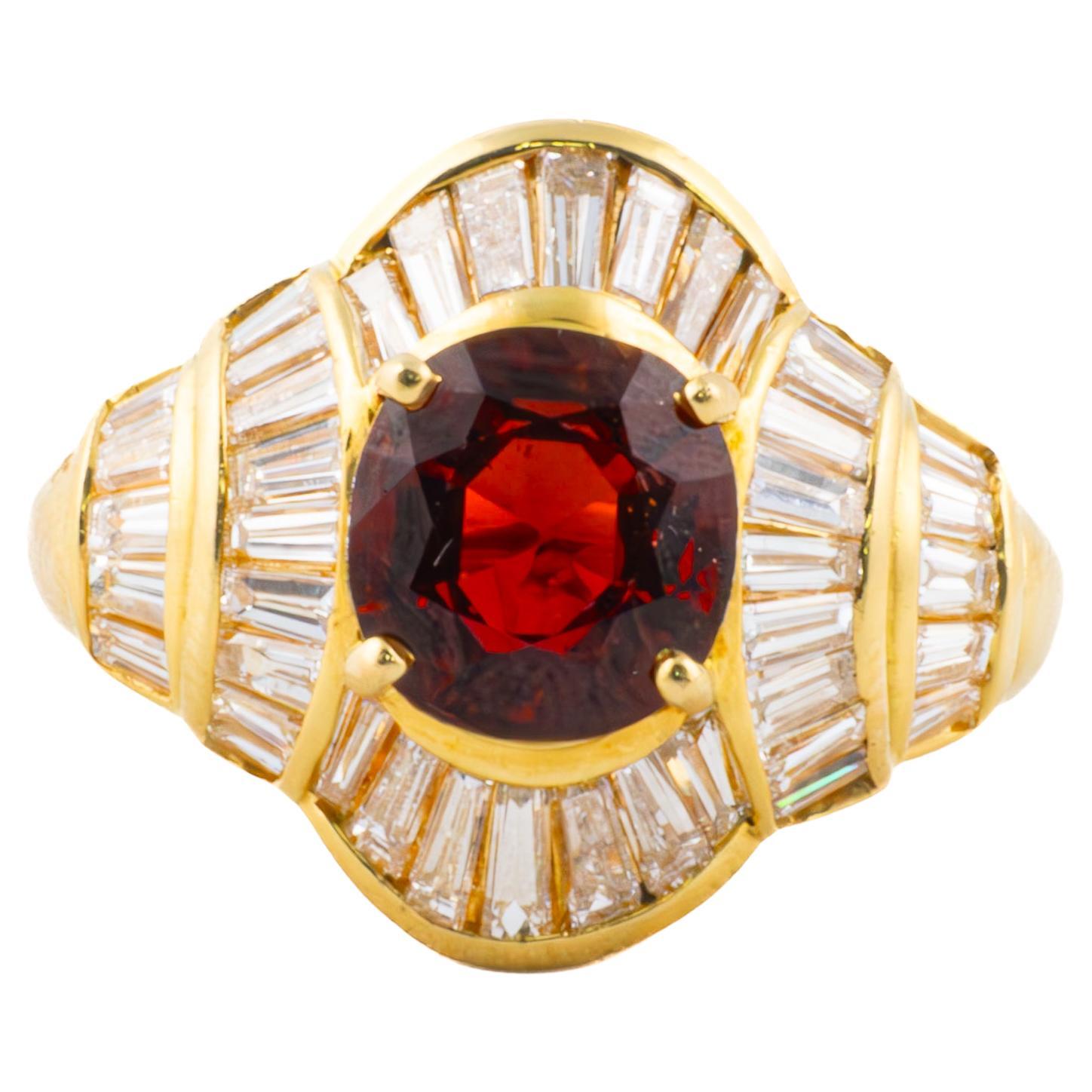 Vintage Rubin und Diamant Baguette Ring