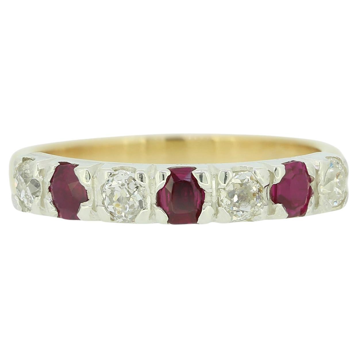 Vintage Ruby and Diamond Band Ring For Sale