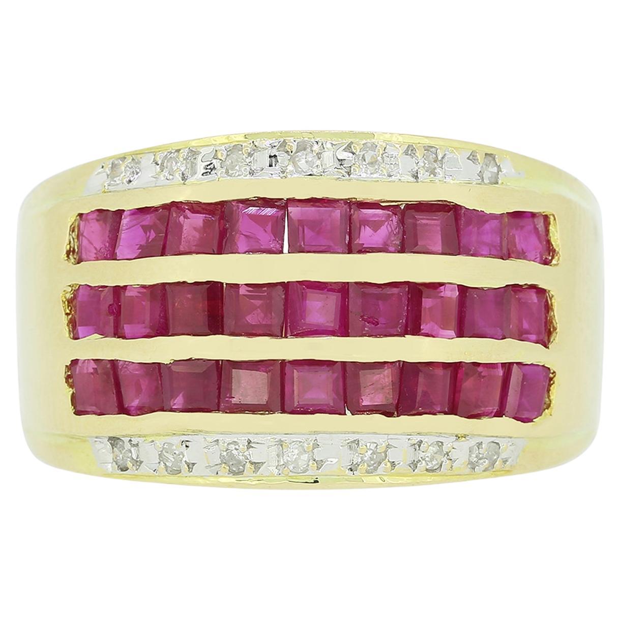 Vintage Ruby and Diamond Band Ring For Sale
