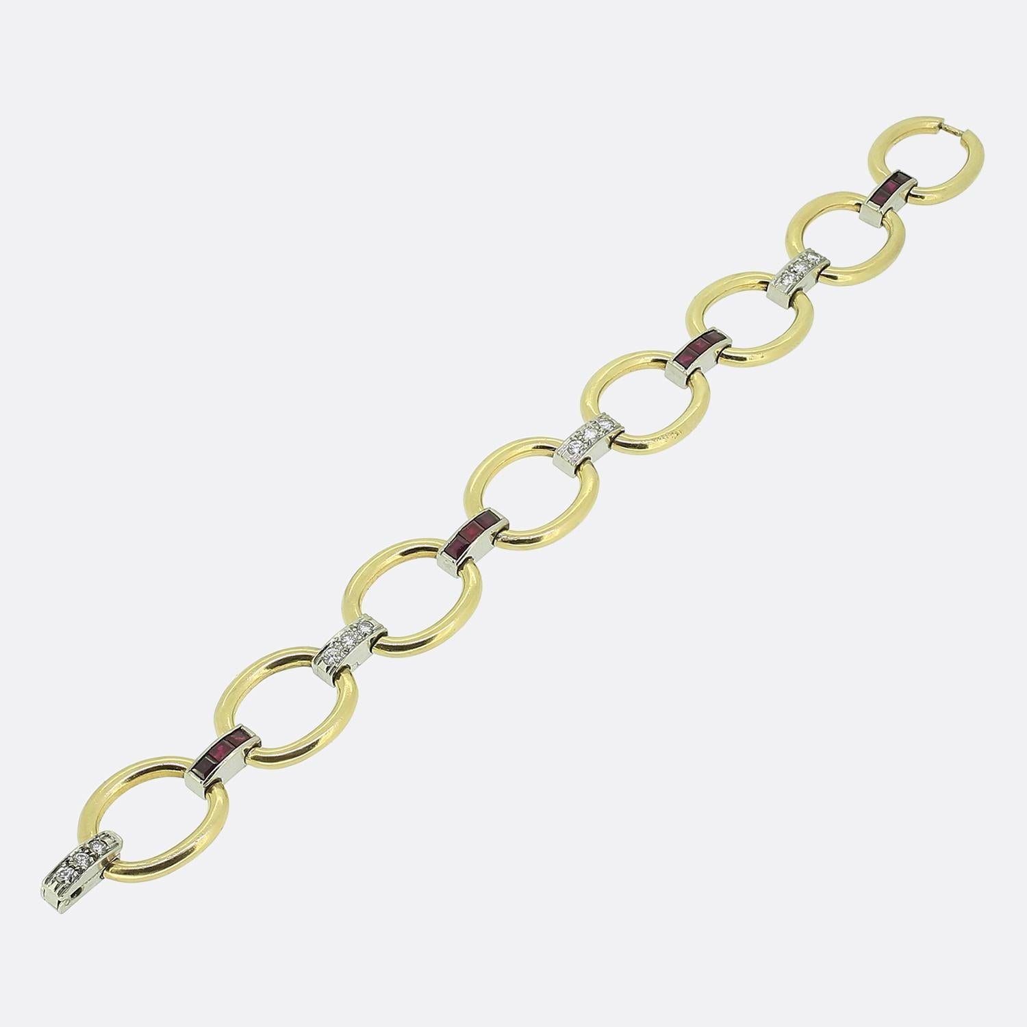 Quadrato Vintage Ruby and Diamond Bracelet in vendita