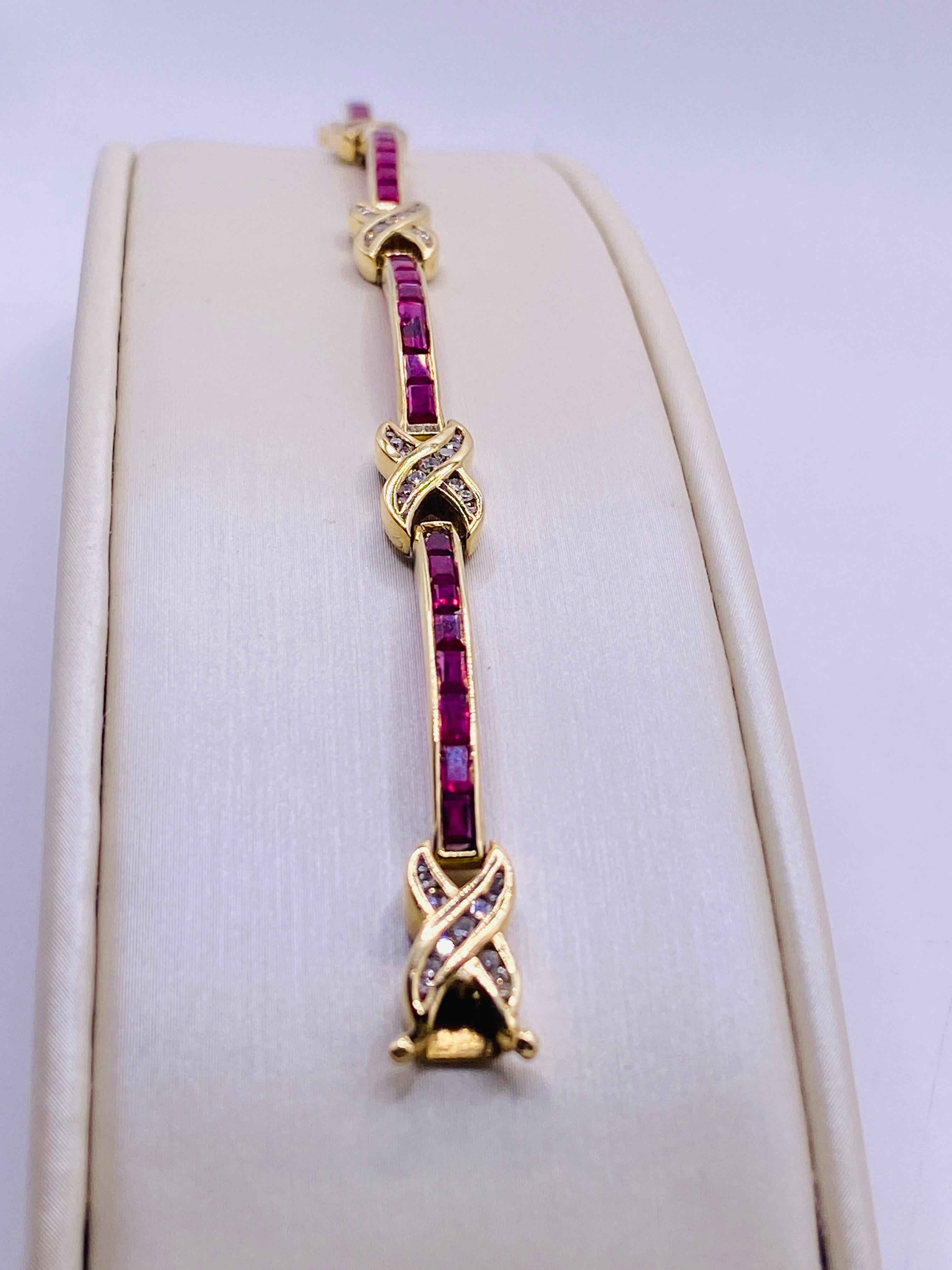 Women's or Men's Vintage Ruby and Diamond Bracelet