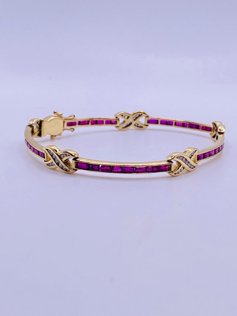 Vintage Ruby and Diamond Bracelet For Sale at 1stDibs