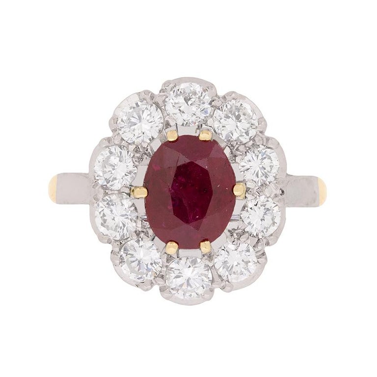 Vintage Ruby and Diamond Cluster Ring, circa 1940s at 1stDibs | ruby ...