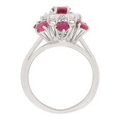 Vintage Ruby and Diamond Cluster Ring, circa 1970s