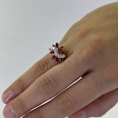Vintage Ruby and Diamond Cluster Ring