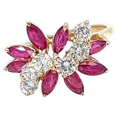 Vintage Ruby and Diamond Cluster Ring
