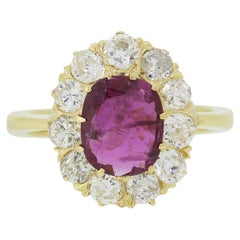 Vintage Ruby and Diamond Cluster Ring